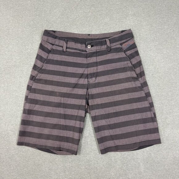 Lululemon Shorts Men's Size 36 Gray Striped Lightweight Breathable Golfing Sport - Picture 1 of 10